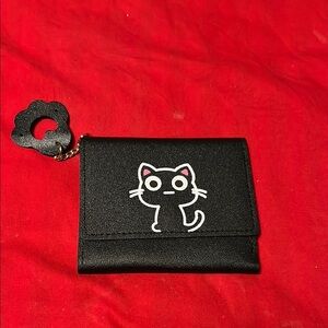Black Cat Wallet with Keychain